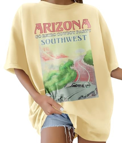 Lonya Dam-t-shirt kortärmad oversize rund hals t-shirt sommar bomull ledig basic skjorta Y2K vintage strandtryckt sporttoppar casual axel t-shirts, XL plus size