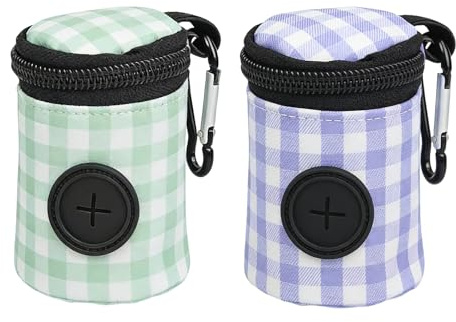 2 Distributeurs de Sacs à Crottes en Maille, Distributeur Souple avec Mousqueton, Porte-Sacs à Excréments pour Chien, Idéal pour Promenade, Course et Randonnée, Vert & Violet