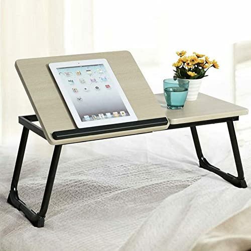 BAKAJI Tavolino Vassoio da Letto Divano per Notebook PC Laptop Pieghevole Leggio 65x30cm, Tavolino Colazione da Letto (Nero)