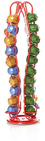 Lumaland Portacapsule Girevole per Nespresso 40 Capsule, bombato, Rosso