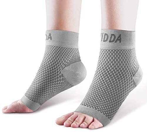 AVIDDA 2 Pairs Ankle Support Brace for Men and Women, Compression Sleeve Socks for Plantar Fasciitis, Sprained Ankle, Ligament Damage, Achilles Tendonitis, Sports, Running - Grey L