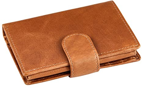 BRASS TACKS Leathercraft Cartera de Cuero Genuino para Hombre y Mujer Monedero con Bloqueo RFID Billetera Trifold Multi-Ranuras