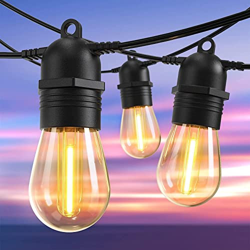 GlobaLink S14 LED Outdoor String Lights - 101FT/31M, IP65 Waterproof Festoon 2700k 30+2 Bulbs for Patio, Terrace, Yard, Wedding Party Decor - Connectable