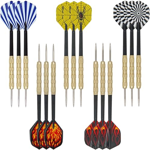 SUQ 15 Stück Dartpfeile, 14 Gramm Metallspitze Steel Darts Set, Profi Steel Darts Aluminium Schaft, für Aufnahmeraum, Mann Höhle, Bar und Spielzimmer, Anfänger Heimgebrauch, Dart-Spieler