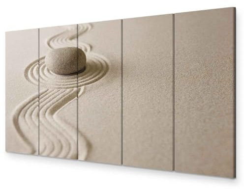 B&D XXL - Akustikbild XXL 5 tlg - Bilder Akustikschaum Schallschutz Wand Deko Kunst Akustikpaneele Wandpaneele Schalldämmung Wandbild Schallabsorber Akustikplatten Sand Stein Natur b-B-0254-b-m