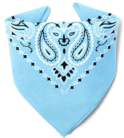 Karl Loven - Himmelblau Bandana - Paisleymuster - 100% Baumwolle - Dicker Stoff - 20 Exklusivfarben