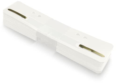 Netuno 25 Stück Heftstreifen Kunststoff Metallzunge Universallochung 60/80 3.4x15cm Format A4 Ordner Büro Schule Ablage Organisation Dokumente stabil praktisch HomeOffice weiß