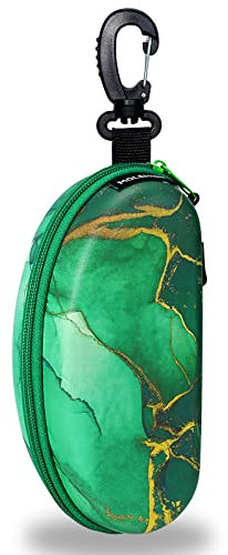 molshine Oversized Sunglasses Case, Swim Goggles Box,Zipper Diving Glasses Bag with Hook for Women Men Travel Outdoor Sport (Green)