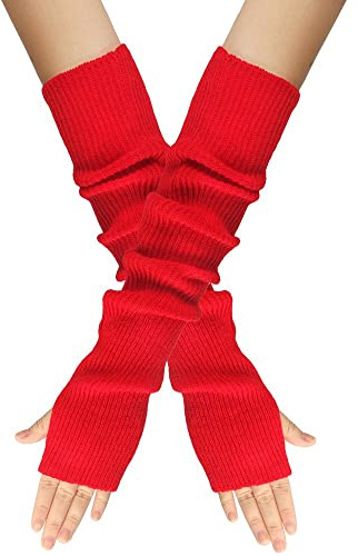 1 par vinterhandskar för kvinnor stickade armvärmare elastiska stretchstickade armvantar armvärmare vinter tumhål armvärmare långa handvärmare stickade armvärmare handledsvärmare