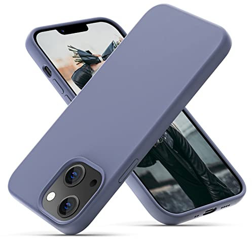 OIIAEE Liquid Silicone Case Designed for iPhone 13 Mini Case, Ultra Slim Shockproof Protective Phone Case Cover with Soft Anti-Scratch Microfiber Lining, 5.4 inch, Lavender Gray