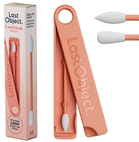 LastSwab® Cotons-tiges réutilisables en silicone pour le maquillage – Précision pour eyeliner, mascara & retouches – Lavables, véganes, zéro déchet – Pêche