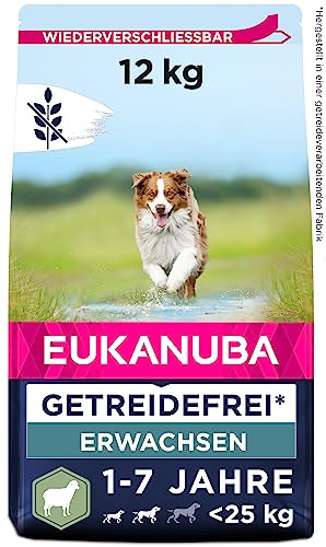 Eukanuba Hundefutter getreidefrei mit Lamm für kleine und mittelgroße Rassen - Trockenfutter für ausgewachsene Hunde, 12 kg