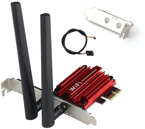WiFi 6 PCIe Card with Intel AX200 Chip, Up to 3000Mbps (5GHz 2400Mbps+2.4GHz 574Mbps), Bluetooth 5.2, MU-MIMO OFDMA WPA3, Low Profile Bracket for Gaming, 4K Streaming & Desktop PC Windows 10/11