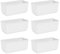 Tradineur - Pack de 6 Jardineras Rectangulares Blancas de plástico 10 x 24,7 x 13 cm, Maceta, macetero, Recipiente para Plantas y Flores, Uso Interior o Exterior, balcón, terraza, hogar