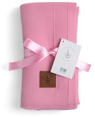 Little Dedi Seidig Weiche Acryl Baby Strickdecke, Oekotex 100 - Hypoallergen und Thermoregulierend - Luxuriöser Komfort, Atmungsaktiv Dua (Rosa 80 x 100 cm)