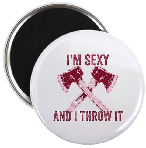 CafePress Axe Throwing Throwing Tomahawk Double Ax G Magnets 2.25 Round Magnet, Refrigerator Magnet