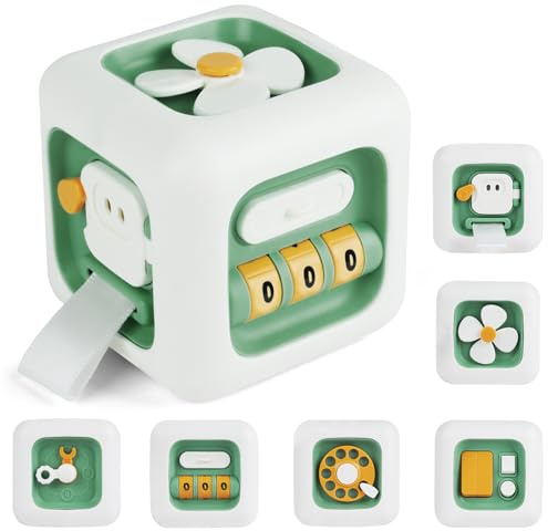 Ainiv Cubo Actividades Bebe, Juguetes para Bebés 6 en 1 para Regalo Bebe 1 Año, Juguete Montessori 1 Año para Desarrollar Habilidades Motoras Finas, Juguetes Educativos Montessori 6 A 12 Meses-Verde