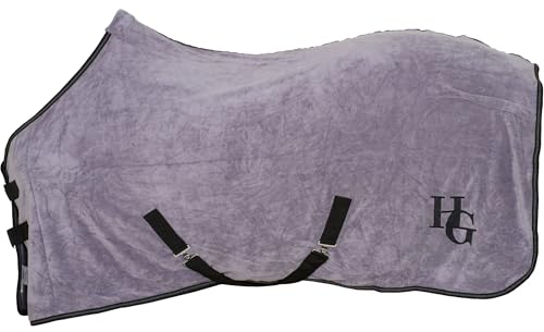 Horse Guard - Abschwitzdecke Leland Micro Dry – Pferdedecke mit abnehmbaren Kreuzgurten & Schweifriemen – weiche & atmungsaktive Pferde-Outdoordecke – Pferde Zubehör in Grau – Größe 155cm
