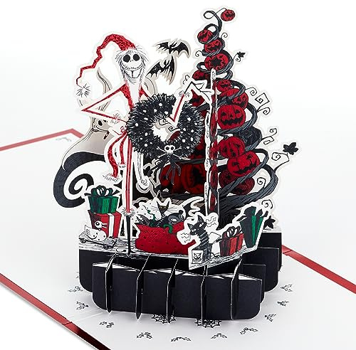 Hallmark Biglietto di Natale 3D e biglietto pop-up, The Nightmare Before Christmas, Jack Skellington, Zero, rosso, nero
