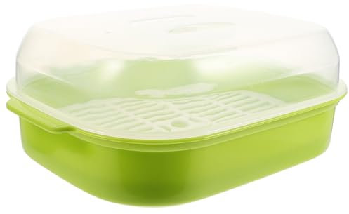 Garneck Microwave Oven Steamer Box Food Steamer Basket Green Vent for Kitchen Cooking and Heating Steam Dumplings