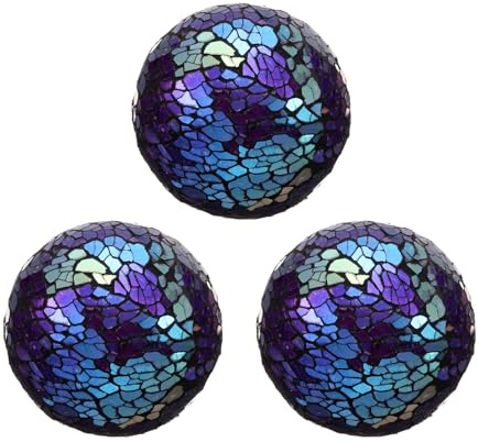 QUARKZMAN 3 Piezas Bolas de Vidrio Decorativas de 2.36 Pulgadas Esferas de Bolas de Mosaico para Centros de Mesa, Cuencos, Jarrones, Mesa de Comedor, Fiesta, Morado