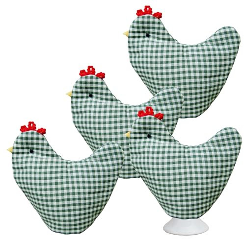 matches21 HOME & HOBBY Eierwärmer 4er Set im Landhaus-Stil - Schöne Huhn Ei-Wärmer grün weiß kariert - 9 x 12 cm große Abdeckung für Frühstücks-Eier als Küche Tischdeko