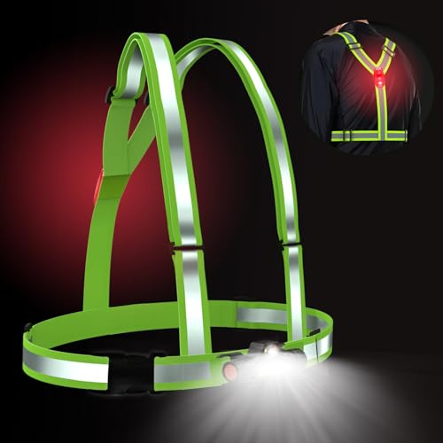 ocuvaep Gilet de sécurité à LED - Gilet réfléchissant pour vélo - Gilet de course à LED - Gilet réfléchissant - Gilet de course USB rechargeable avec lumière de course pour le jogging