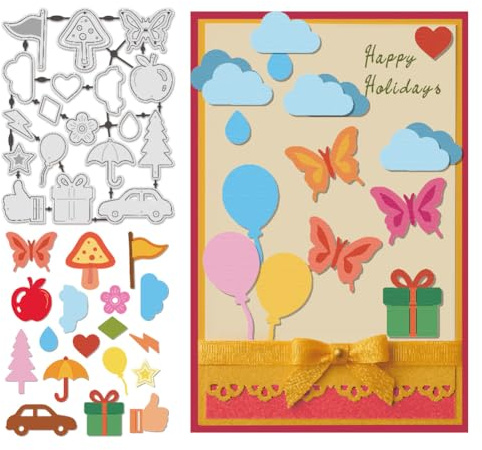 UNICRAFTALE Metallskärformar för korttillverkning väderskärningsartor äppelträd skärsats bilstenciler prägling mönster för scrapbooking