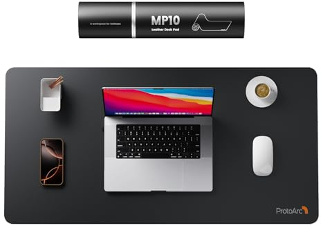 ProtoArc Tapis de Bureau, Grand Tapis de Souris, Protection de Bureau Facile à Nettoyer, Tapis de Souris Imperméable pour Ordinateur Portable et PC à Domicile et au Bureau, MP10 (80 x 40 cm, Noir)