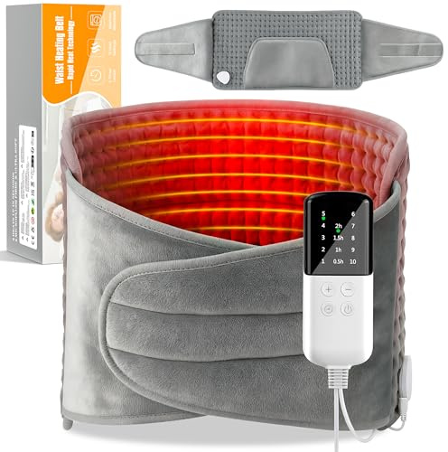 MOMOSTAR Termoforo Elettrico 125x30cm Termoforo Lombare con 10 livelli di temperatura, 4 impostazioni temporali, Rapido Cuscino Termico Elettrico, Fascia Lombare Riscaldante per Schiena Spalle Addome