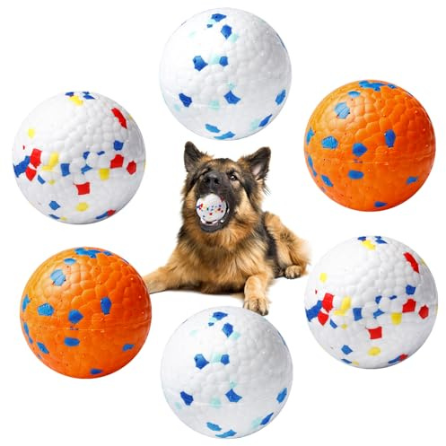 PORFOYO 6PCS Balle Chien, Balles Indestructibles pour Chiens, Haute élasticité, Inodores Et Inoffensifs, Diamètre : 6,3 Cm, Balle pour Chien pour Chiens De Taille Moyenne Et Petite