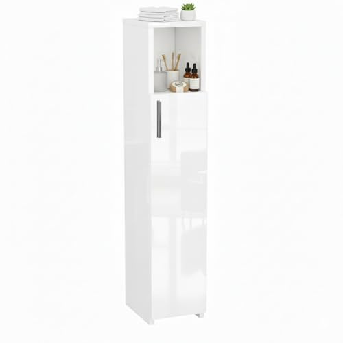 ComfortCove Slim Bathroom Cabinet, Tall Bathroom Cabinet, Gloss White