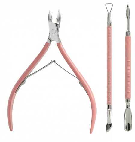 Corta Cuticulas Profesional Herramienta Para Quitar Cutículas De Uñas Incluye Alicates Y Removedor De Cutículas De Acero Inoxidable, Empujador De Cutículas De Doble Extremo Y Raspador Eficaz
