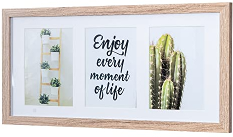 levandeo Marco de fotos para 3 fotos, 13 x 18 cm, roble encalado, madera MDF, marco para retratos, collage de cristal