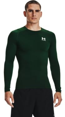 Under Armour Men's Armour HeatGear Compression Long-Sleeve T-Shirt , Forest Green (301)/White, Large