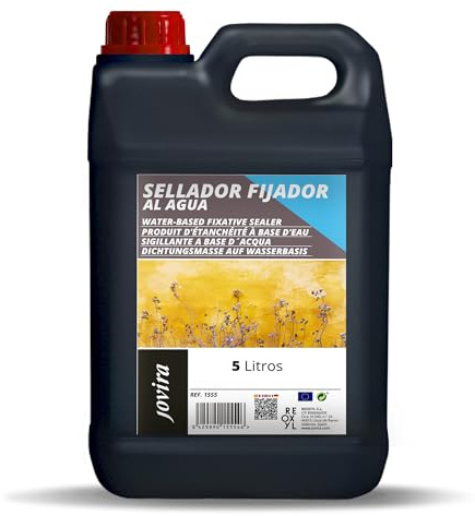 JOVIRA PINTURAS Sellador Fijador al Agua. Imprimación sellante incolora para fachadas y paredes pulverulentas o con caleo (5 Litros) F-27