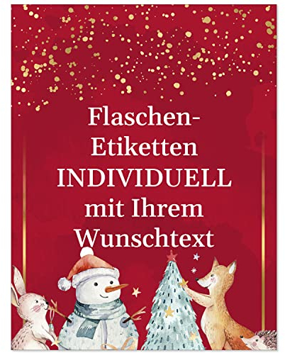 8 Flaschenetiketten selbstklebend mit Text personalisiert - Weihnachten Etikett Rote Weihnachten - weihnachtliche Flaschen Aufkleber