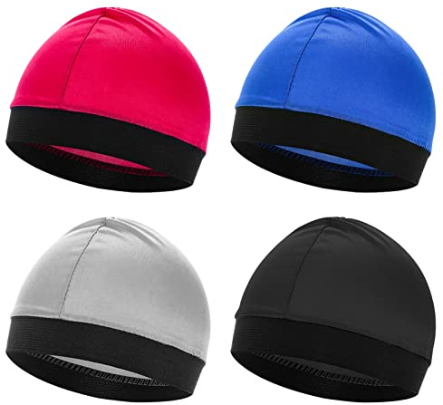 Lusofie 4 Pack Kids Satin Wave Cap, Breathable Sports Beanie for Boys Girls