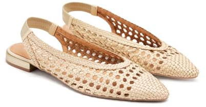 GIOSEPPO Black Leather Braided Ballerinas for Women Guatavita, Beige, 5 UK