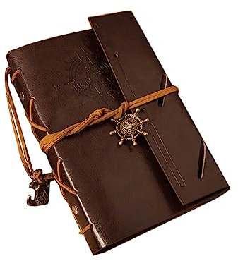 Operitacx Quaderno A Fogli Mobili Vintage in Pu Quaderno Da Disegno A Tema Pirata 180 Pagine Diario Di Viaggio in Carta Bianca