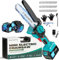 Stonecho Mini Chainsaw 6 Inch, 2x4000mAh Battery Chainsaw, Brushless Motor Mini Chainsaw Cordless, 36.5FT/S Chain Speed Portable Handheld Electric Mini Chainsaw for Garden Tree Branch Cutting 3 Chains