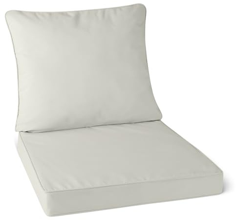Amazon Basics Cojín para Silla Exterior con Respaldo. 60.9 x 60.9 x 7.6 cm. Beige. Paquete de 1
