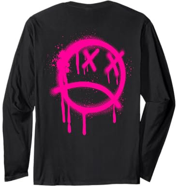 Peinture en spray graffiti rose visage triste Manche Longue