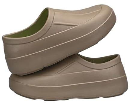 Zapatos Chef para Hombre, Zapatos Trabajo De Chef De Cocina Antideslizantes Impermeables Resistentes Al Aceite Y EVA para Hombre, Zapatillas Deporte del Servicio del Hospital del Jardín(Khaki,43 EU)