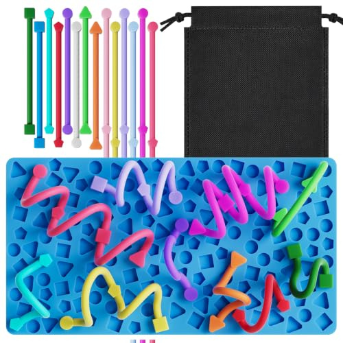 Plintovera Silicone Sensory Activity Board for Kids, Shape Matching and Peg Insertion Montessori Fidget Toy, Fine Motor Skills and Focus Development, Ages 3 and Up