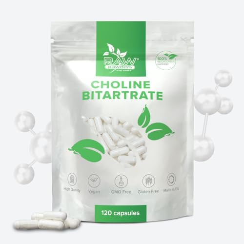 Choline Bitartrate 700 mg – 120 Capsules – High Strength Choline Supplement for Memory, Focus & Brain Health – Non-GMO, Gluten-Free – Made in EU – Raw Powders