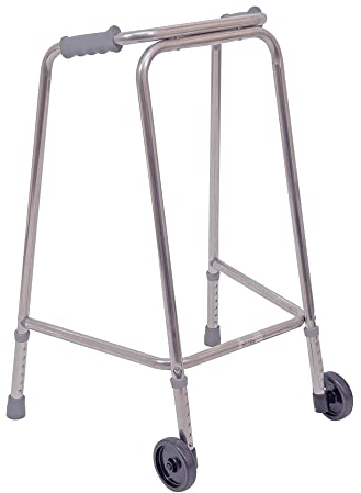 Ultra Narrow Walking Frame with Wheels - Slim Design - Large - Lightweight Aluminium - Non-Slip Rubber Ferrules - Ergonomic Hand Grips - Rehabilitation Walking Aid