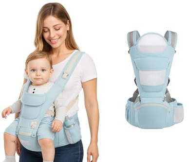 App Life Marsupio Neonati Ergonomico, Porta Bambino con Sedile Multiposizione, con PoggiaTesta e Cappuccio, Puro Cotone Traspirante Leggero, Ideale Neonati da 0-36 Mesi Max 30 Kg