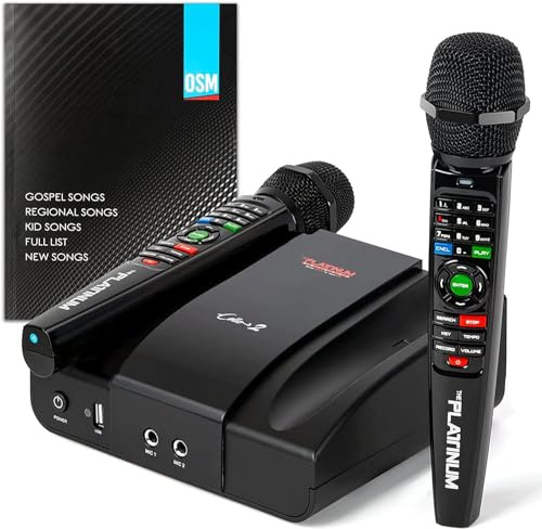 The Platinum Cello 2 Karaoke Machine for TV, Singing Equipment with 23k Mixed Language Songs, Indian, English and Filipino, Karaoke System with 2 Upgraded Wireless Microphones andSongbook