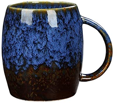 YlobdolY Grande Tasse à Café 500ml en Céramique avec Anse, Tasse à Thé Latte Vintage, Tasses à Café pour Le Bureau et la Maison, Cadeau Unique pour Hommes Femmes,Bleu